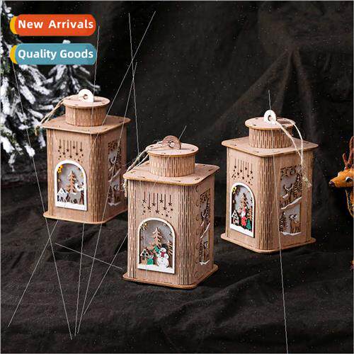 Wooden Christmas wh lights house painted Christmas night lig