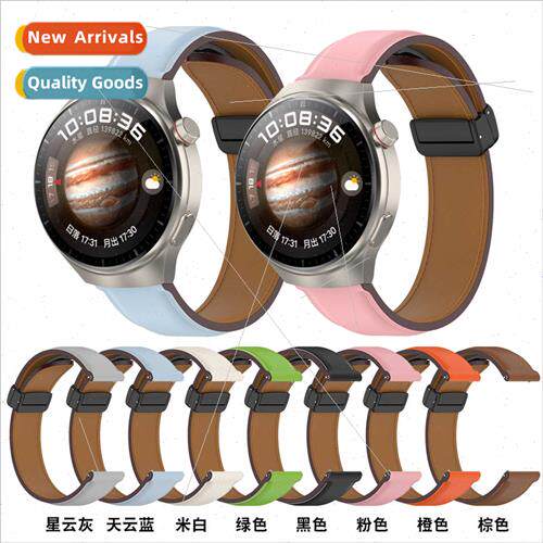 适用huawei watch4 pro folding buckle leather strap samsung w