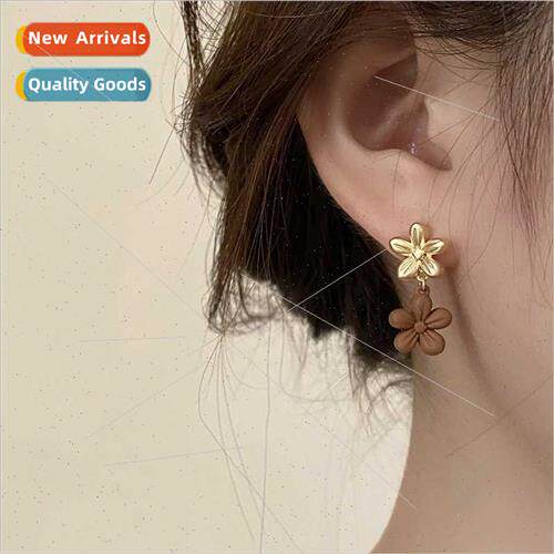 New plating 925 silver needle flower tassel earrings fashion