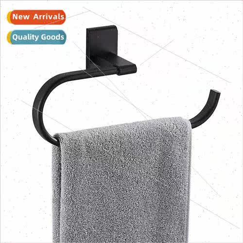 No-hole black towel hanging ring towel rack round ring htowe