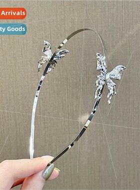 Europe Metal Liquid Encrusted Diamond Butterfly Hair Bands适