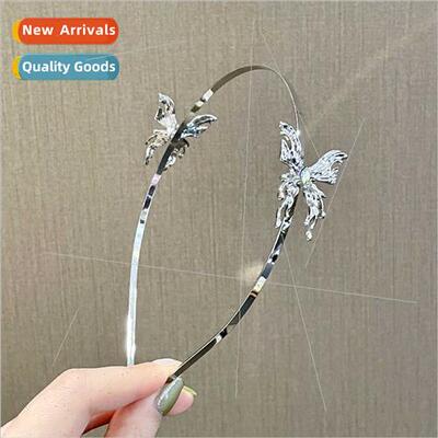 Europe Metal Liquid Encrusted Diamond Butterfly Hair Bands适
