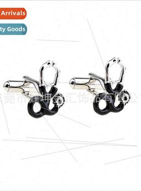 Doctor Stethoscope Cufflinks 3D Black Enamel Stethoscope Cuf