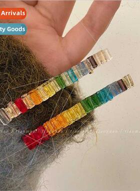 Rainbow cky Exquise rhinestone bangs clip ehead broken hairp