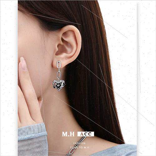Love earrings female sweet cool hundred wh 925 silver pin ea