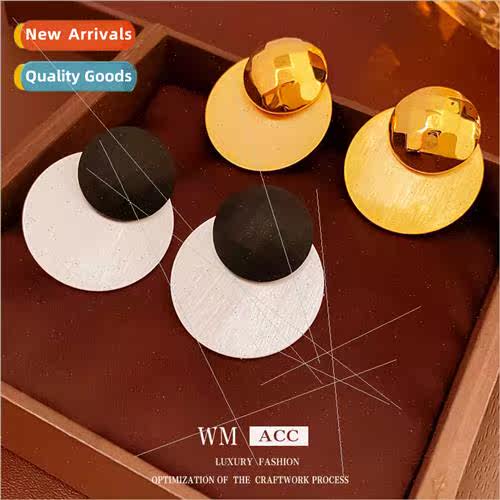 lver needle electroplated metal round earrings fashion retro