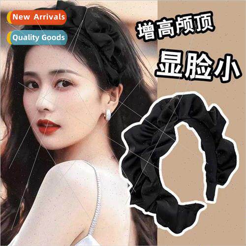 Advanced sense lace hair band female high skull top pleated