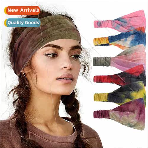 Tie-dye women hair bands  American new yoga hair bands sport