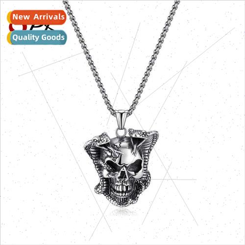 Python Wrap Titanium Steel Pendant Vintage Skull Stainless S