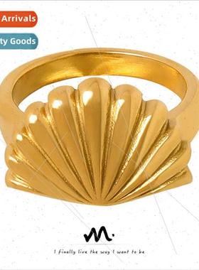 Oceanic Scallop Ring che Creative Elegant Tanium Steel Gold