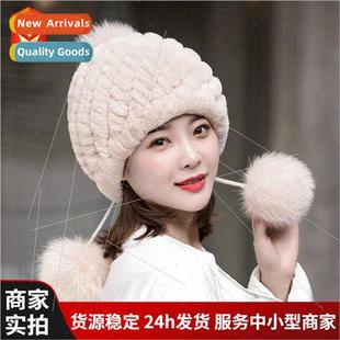 rabb fur winter knting thickened autumn otter women New hat