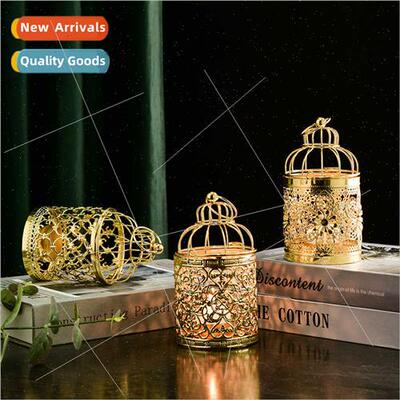 Chinese hollow iron candlestick home furnishings gold electr