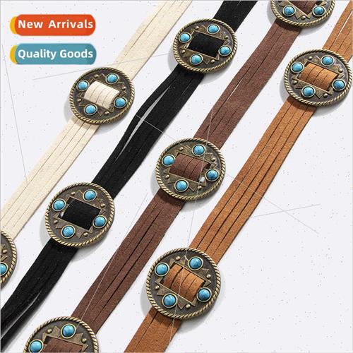 New western inlaid beads vintage accessories belt round bohe