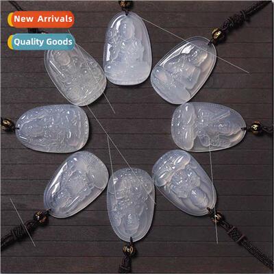Whe agate eight guardian god natural crystal Guanyin pendant