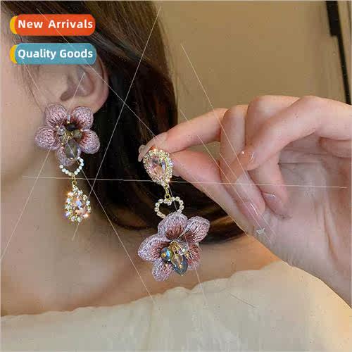 lver pin asymmetrical diamond-set water drop crystal flower