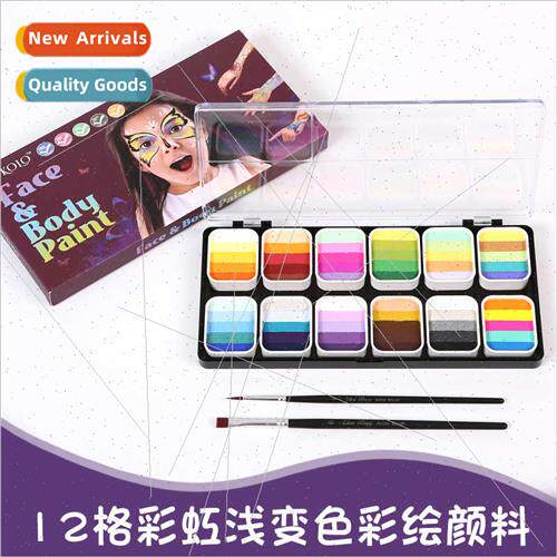 12 Grids Rainbow Color Body Paint Washable Children Face Pai