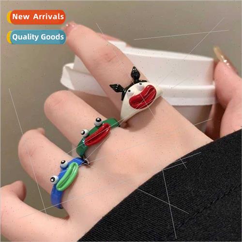 2023 Cartoon Super Cute Ugly Baby Sausage Mouth Ring Female