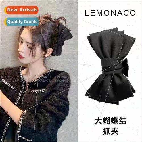 jennie black bow hair clips back head scrunchies female new