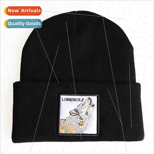 popular animal wolf head embroidery knted cap cap embroidery