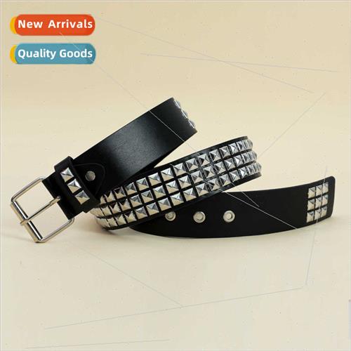 Europe Women Belt Fashion Trend Punk Rivet Inlay Wide Belt A