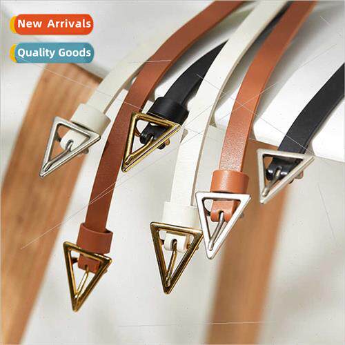 Hundred su thin belt ladies triangle buckle business leather