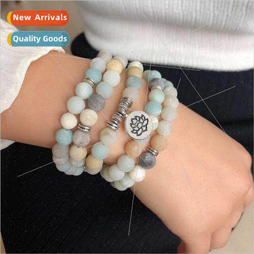Europe Handmade Beaded Frosted Fashion Stone Lotus Yoga Brac