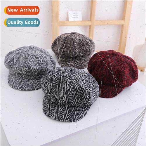 Children hats fall winter new wool simple striped beret Kore