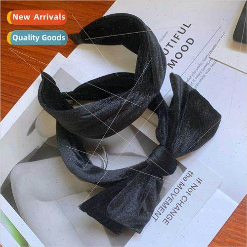 Korea hair accessories headband retro black velvet bow hair