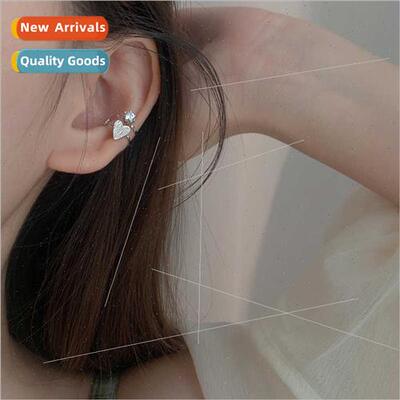 French gentle super flash diamonds love heart ear clips whou