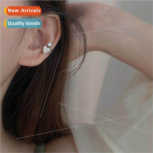 French gentle super flash diamonds love heart ear clips whou