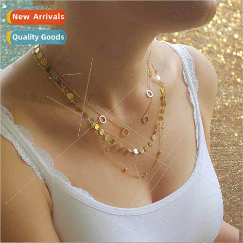 Europe Fashion Geometric Copper Bead Chain Stacking Necklace