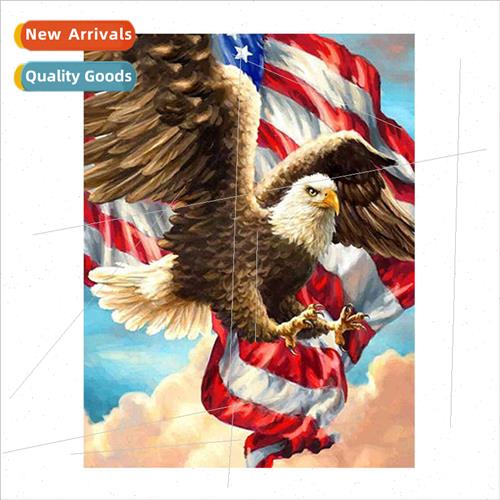 New simple handmade full embroidery American flag eagle cros