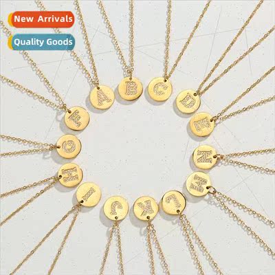 Europe pendant wh diamonds 26 letters necklace niche gold st