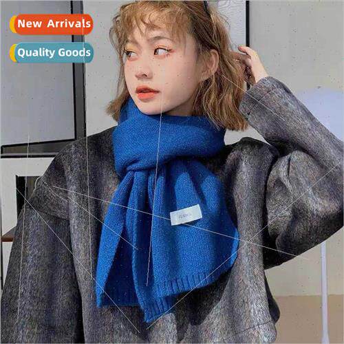 Ins solid color wool knted scarf female autumn winter new wi