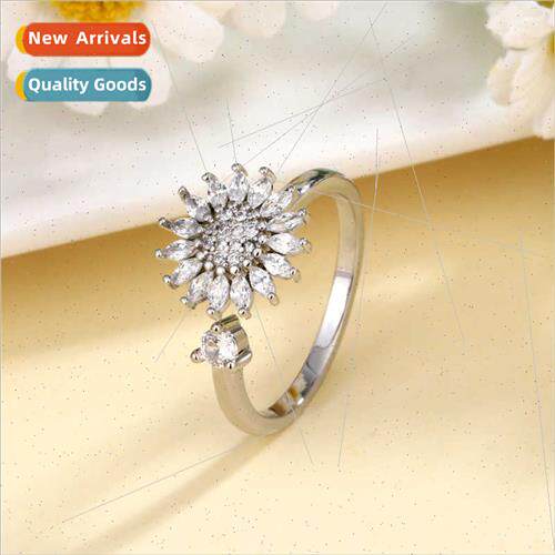 New Daisy Flower Spinning Ring Women Anxiety Relief Openings