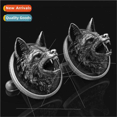 Pure Pewter Handmade Wolf Head Vintage French Shirt Men Cuff