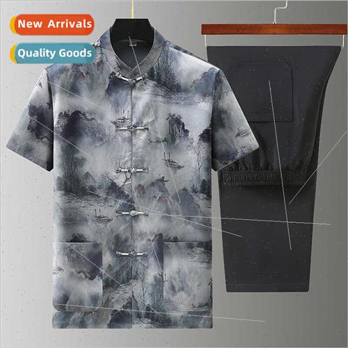 Imation Fragrant Yunya satin short-sleeved Tang su men summe