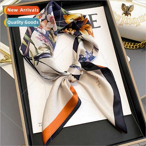 2022 lady spring new oil painting flowers silk scarf silk sc
