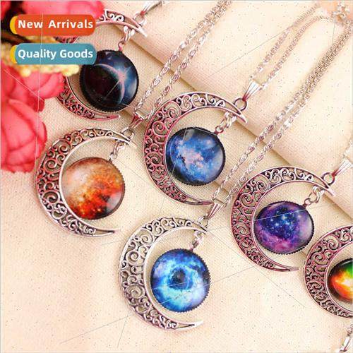 Europe Fashion Star Time Gemstone Moon Necklace Sweater Chai
