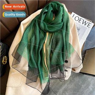winter dec new long scarf warm silk color solid Korean 2021