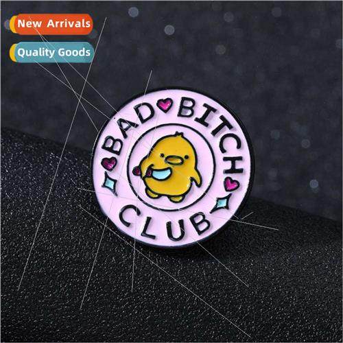 cartoon club enamel big head pin small yellow duck brooch cu