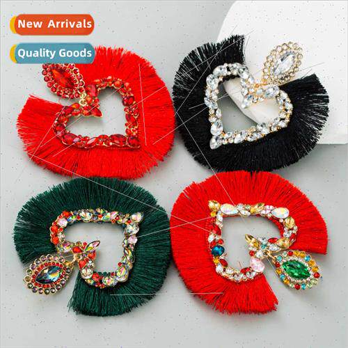 Europe tassel earrings fashion colorful love heart-shaped ea