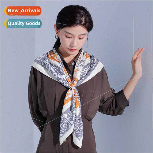 2021 new simulation silk scarf female 90 twill silk sweet fa