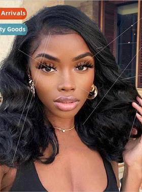 Europe fashion ladies wig center parted black wavy High-temp