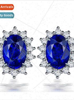 Europe simple classic noble sapphire earrings full set silve