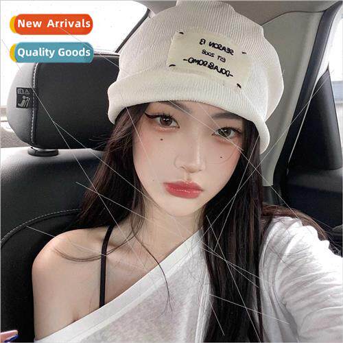 Japanese ins knted line hat female warm woolen cap big head