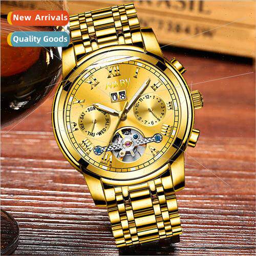 Fashion Men Multifunction Tourbillon Skeleton Automatic Mech