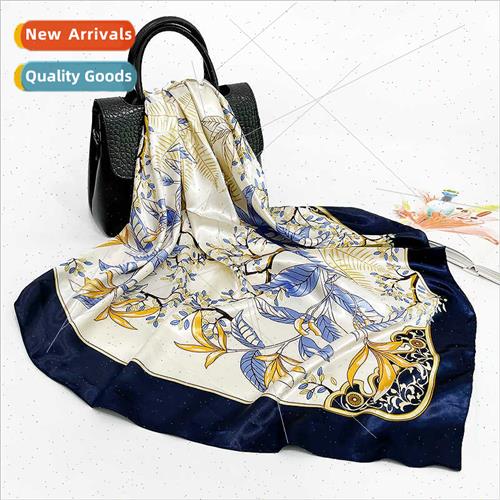 New 90 retro floral satin square scarf women printed simulat