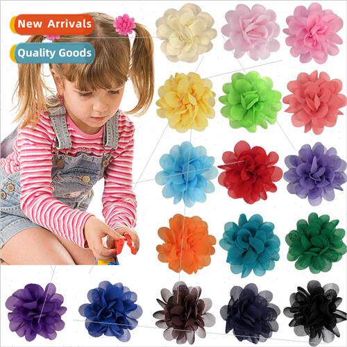 5CM Chiffon Flower Leather Band Hair Ring Head Flower Europe