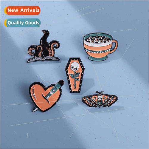 New Halloween skull series metal brooch love skull butterfly